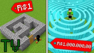 LABIRINTO de R$1 vs LABIRINTO de R$1 000 000,00 no minecraft