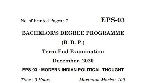 Ignou Eps 03 December 2020 English and Hindi question paper