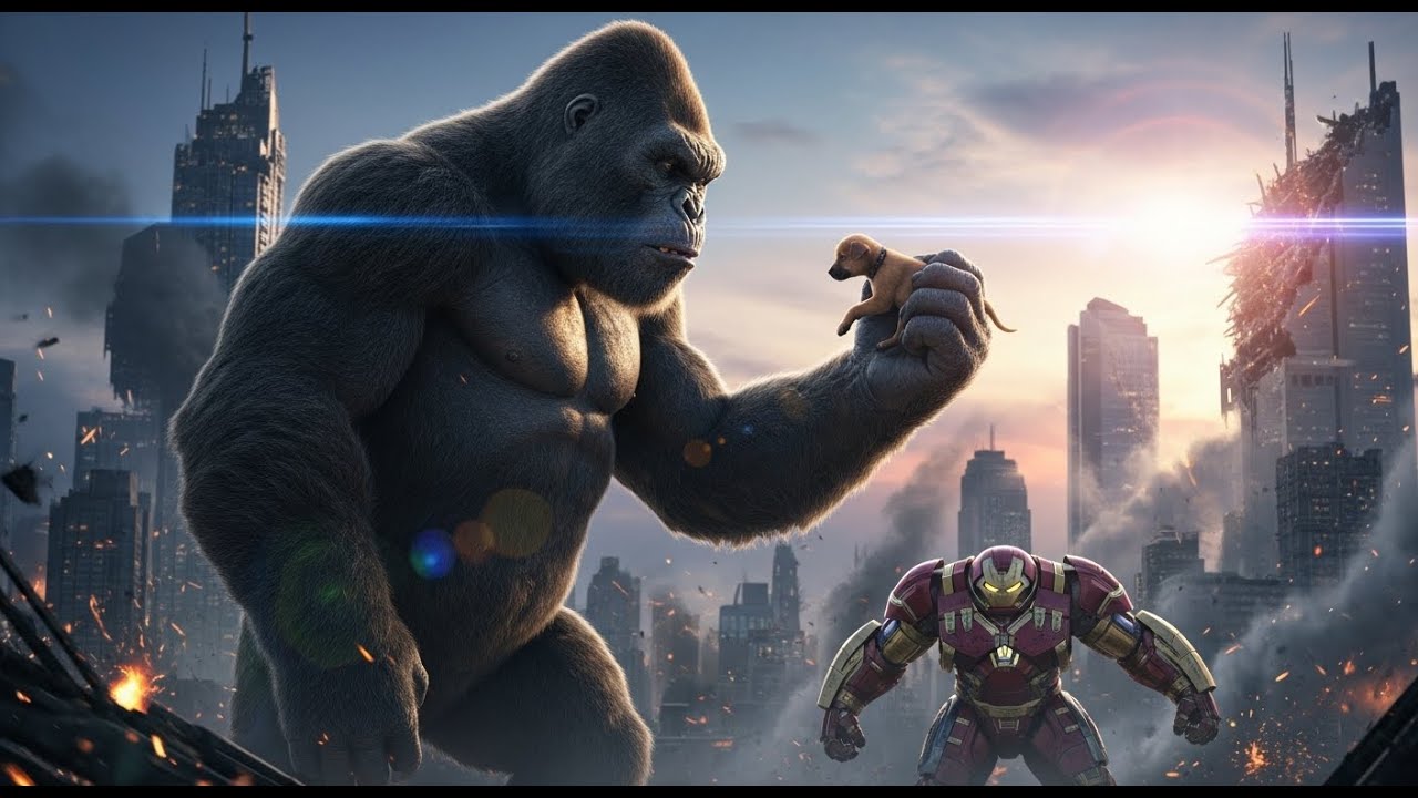 Hero Kong! king KONG vs HULKBUSTER – Epic City Battle! Kong saves Puppy
