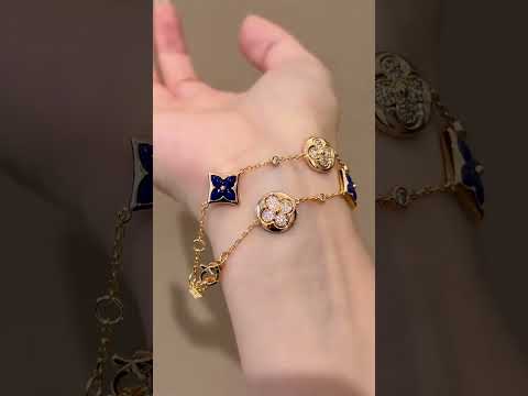 Mysterious VibeLV Four-Leaf CloverLarimar BraceletBlue & Gold, So Chic &Luxe
