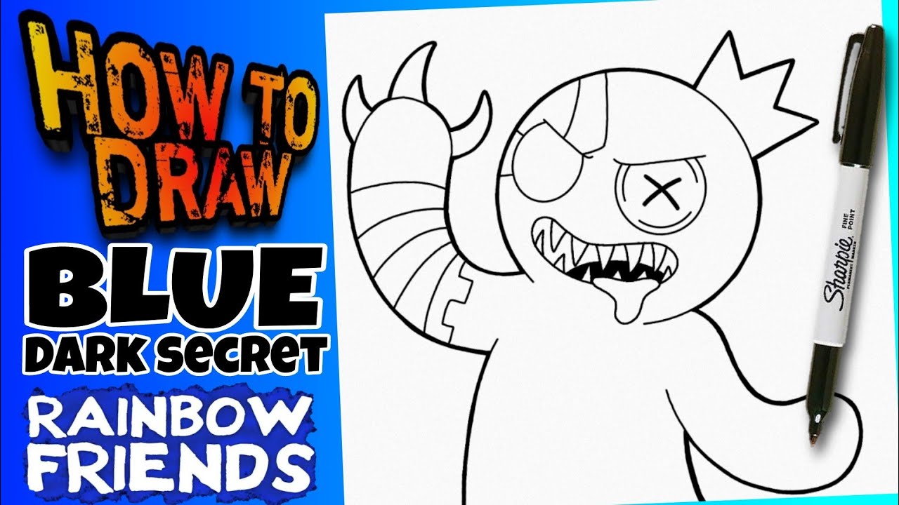 HOW TO DRAW BLUE from ROBLOX RAINBOW FRIENDS  como dibujar a azul de  roblox rainbow friends 