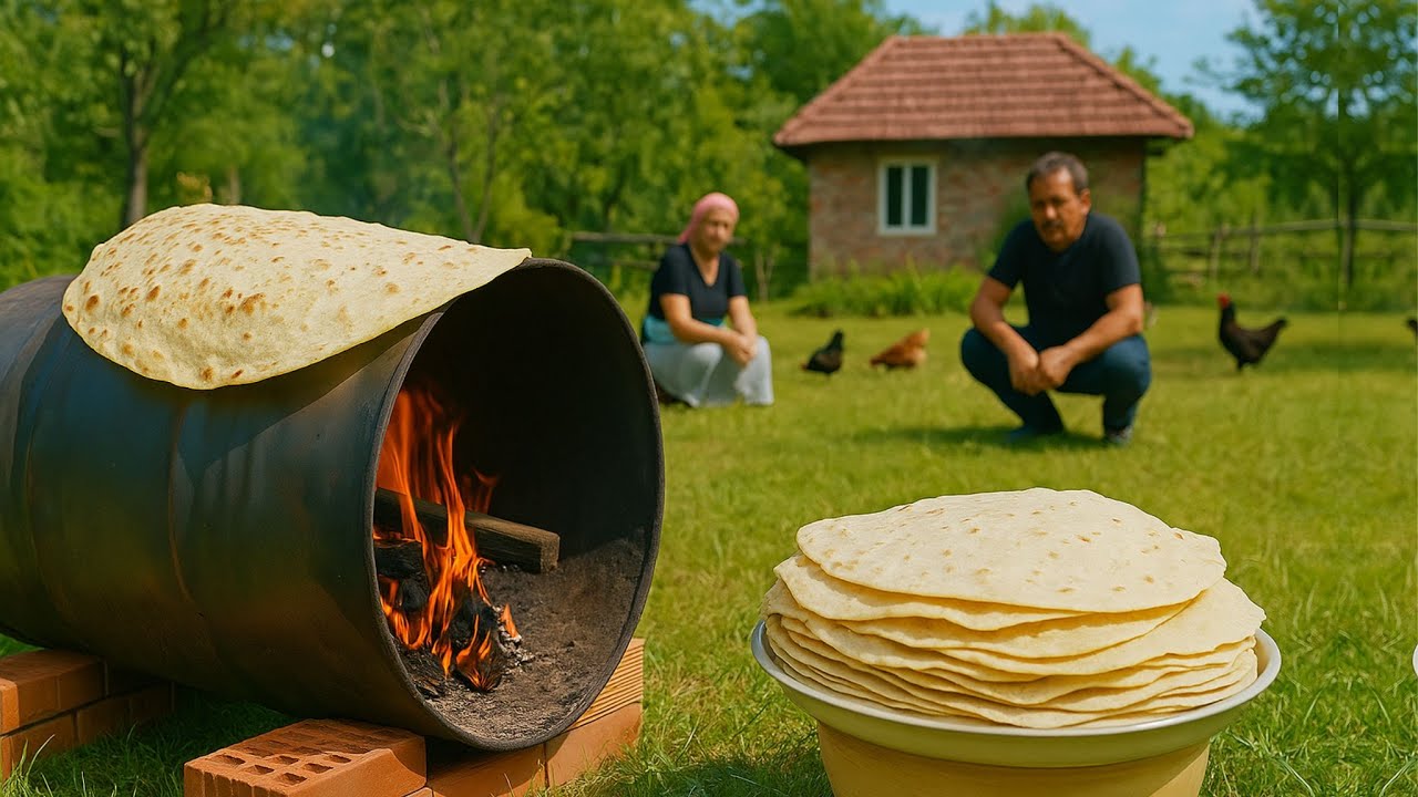 Традиционный хлеб лаваш: выпечка хлеба на бочке - Азербайджанская сельская жизнь