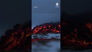 Lava cascades from Italy's Mount Etna