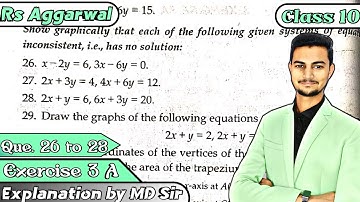 Ex 3A Q26 to Q28 Rs Aggarwal Class 10 |Linear Equation in 2 Variable| Chapter 3 | CBSE 2023 | MD Sir