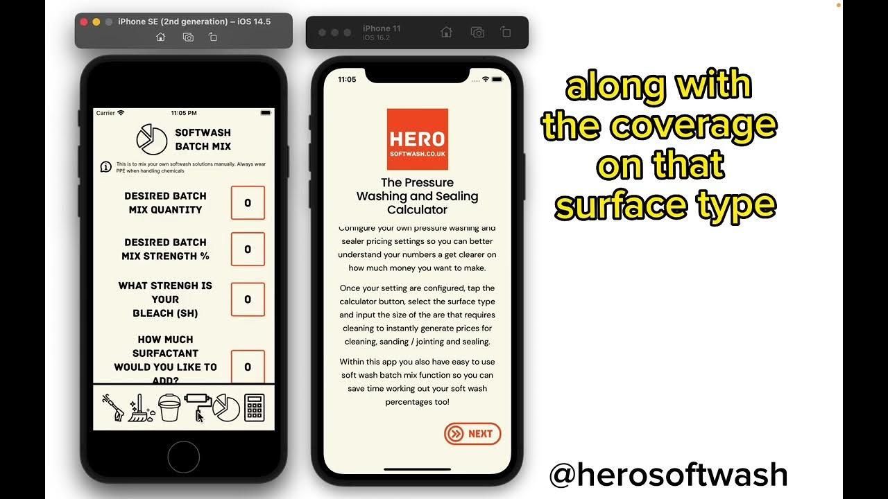 Early app development pressure washing calculator. What do you think