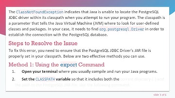 Resolving the java.lang.ClassNotFoundException: org.postgresql.Driver Error in Java