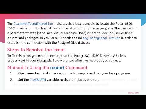 Resolving the java.lang.ClassNotFoundException: org.postgresql.Driver Error in Java
