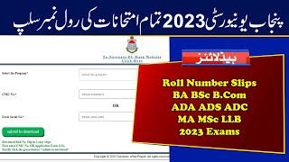 Roll Number Slips of BA BSc B.Com ADA ADS ADC MA MSc LLB 2023 Exams | Punjab University