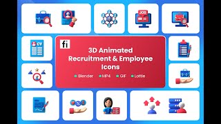 3D Animated Hiring Icon Set