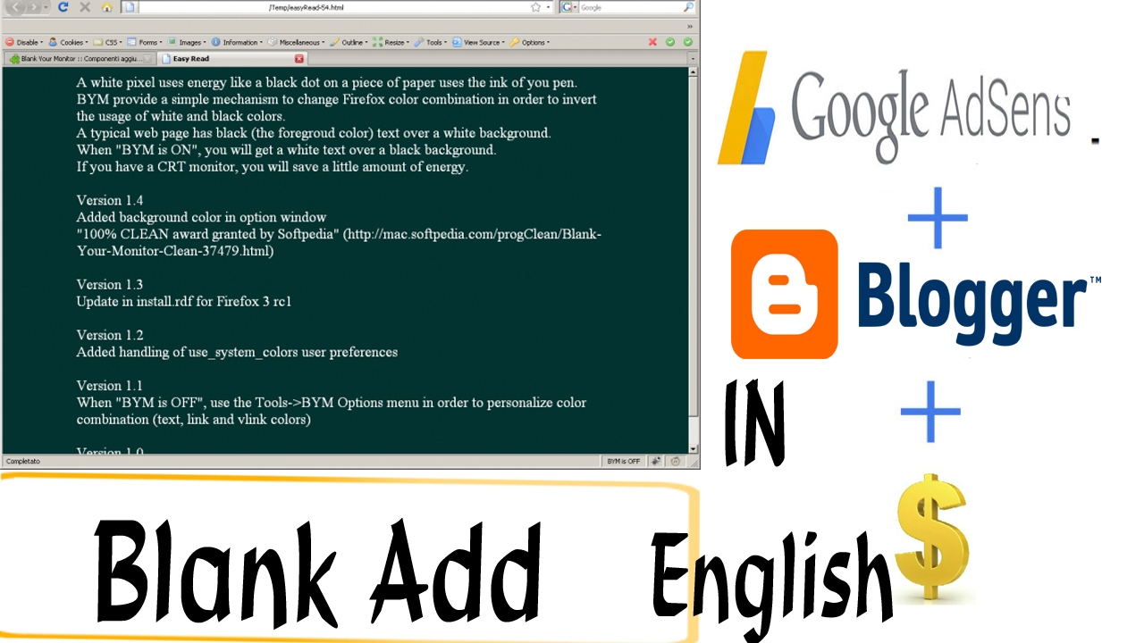 blank add disply on blog in english