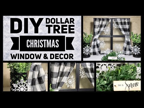 dollar-tree-diy-farmhouse-christmas-window-&-decor---black-&-white-buffalo-check---craft-ideas-2019