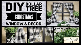 Dollar Tree DIY Farmhouse Christmas Window & Decor - Black & White Buffalo Check - Craft Ideas 2019