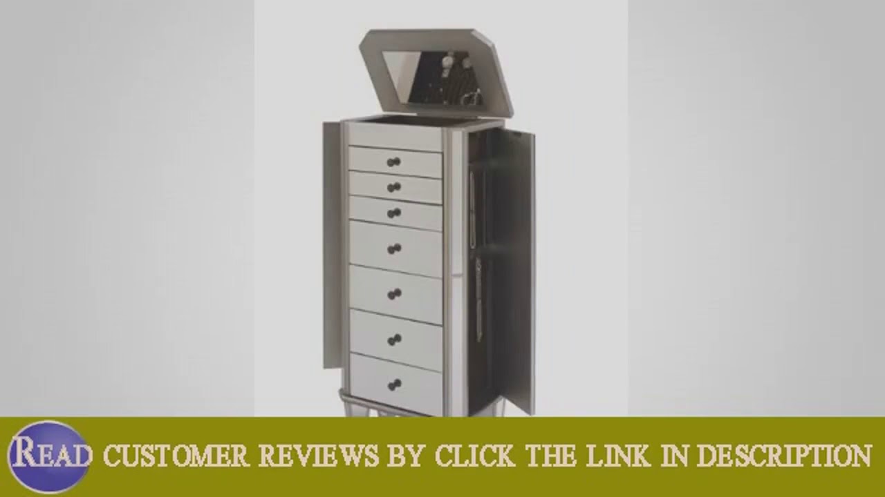 See Powell Mirrored Jewelry Armoire with Silver Wood YouTube