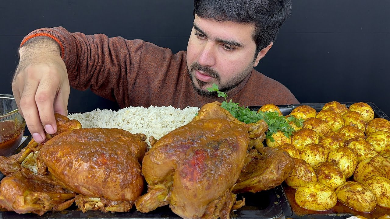 ASMR; Eating 2 Spicy Whole Chicken curry+Spicy Eggs curry with Rice+Extra Gravy || Real Mukbang