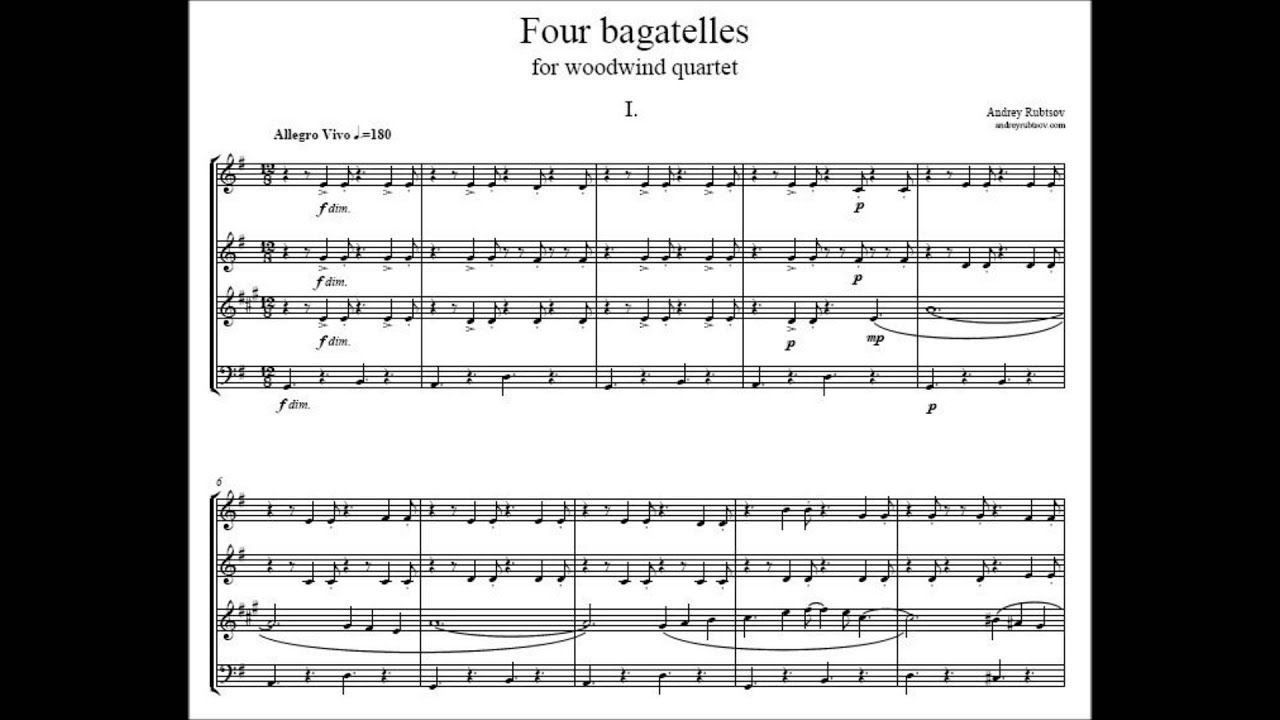 Andrey Rubtsov Four Bagatelles for Wind Quartet YouTube