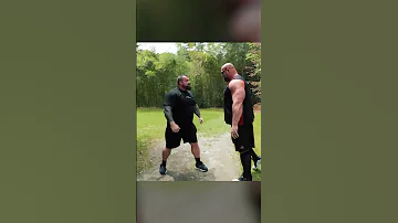 Eddie Hall and Brian Shaw Chest Bumps