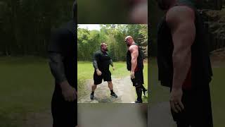 Eddie Hall and Brian Shaw Chest Bumps