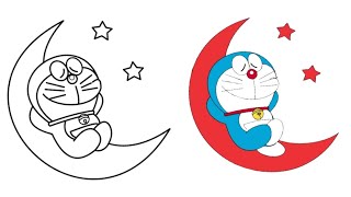 How to color  Doraemon |Markers and pencil color |Blue Doraemon| tutorial #doraemon screenshot 1