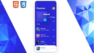 Modern, Blue Music Player | UI Design to HTML, CSS screenshot 1