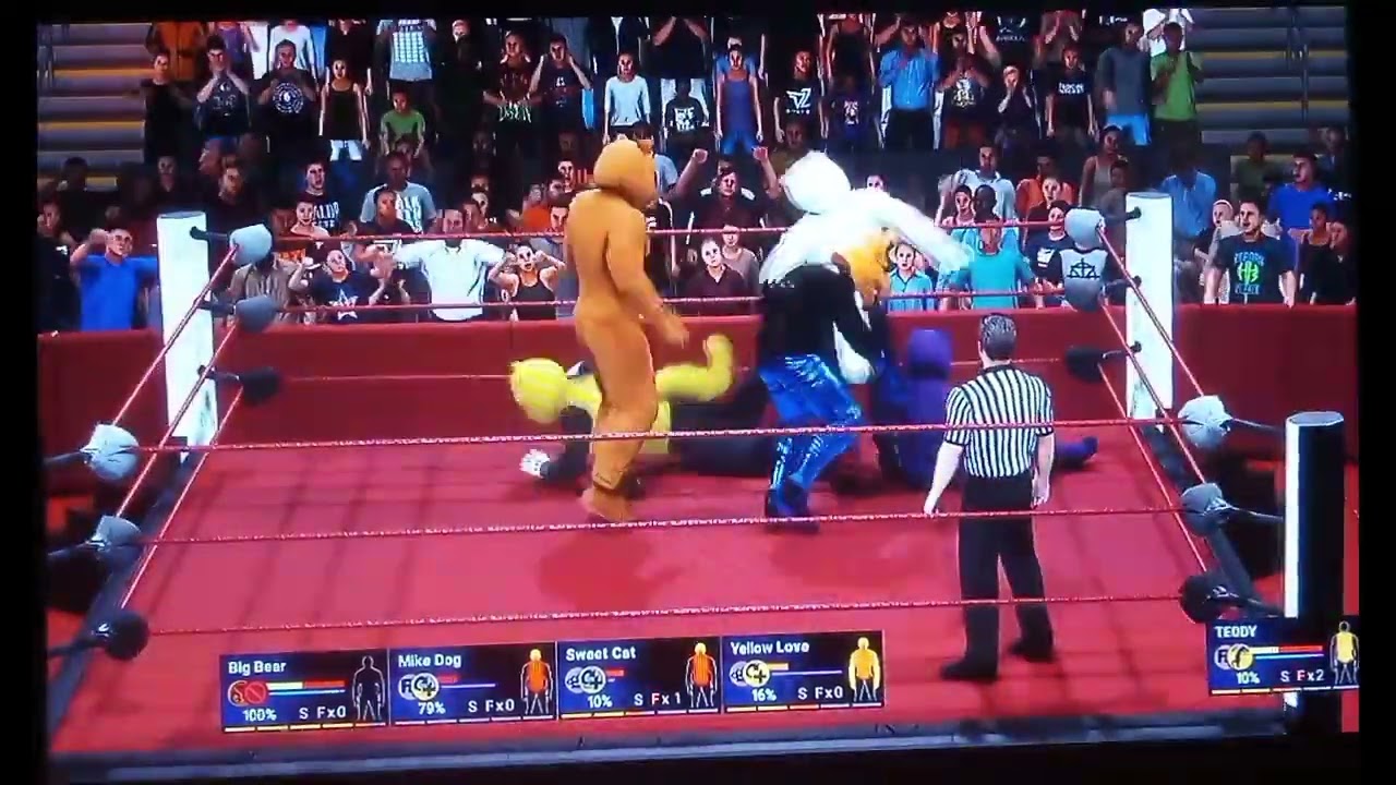 WWE BattleFight SweetC Vs YellowLove Vs NickK Vs MikeD Vs BigBear Vs Goose Vs AlvinB Vs Teddy