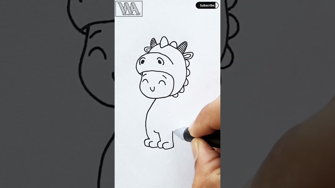 Simple Drawing Shorts || Boy Dinosaur Costume || Cartoon drawing || 