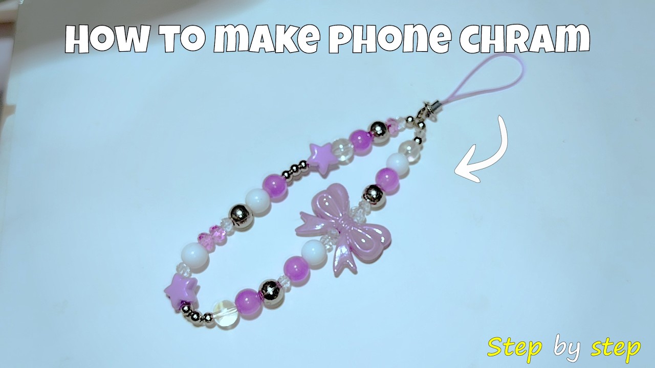 How to make cute beaded phone Charm! | DIY ring tutorial | step by step