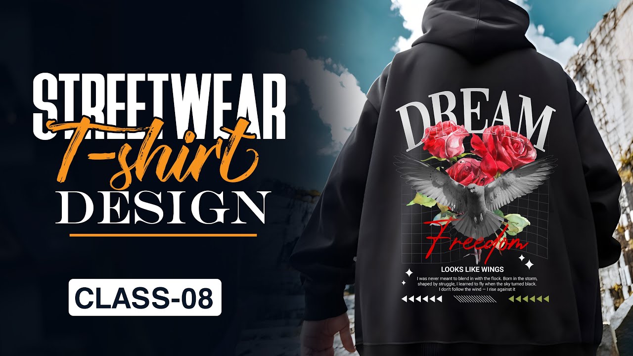 Streetwear T-Shirt Design Bangla Tutorial | Nature Bird Design in Photoshop | Class 08