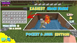 Easiest Iron Farm For Java & Pocket Edition. 1450 Iron Per Hour. Very Effective At Low Cost👏🤓.