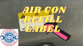 KIA Ceed Petrol 2022 Air Conditioning Gas Refill Information Label Location