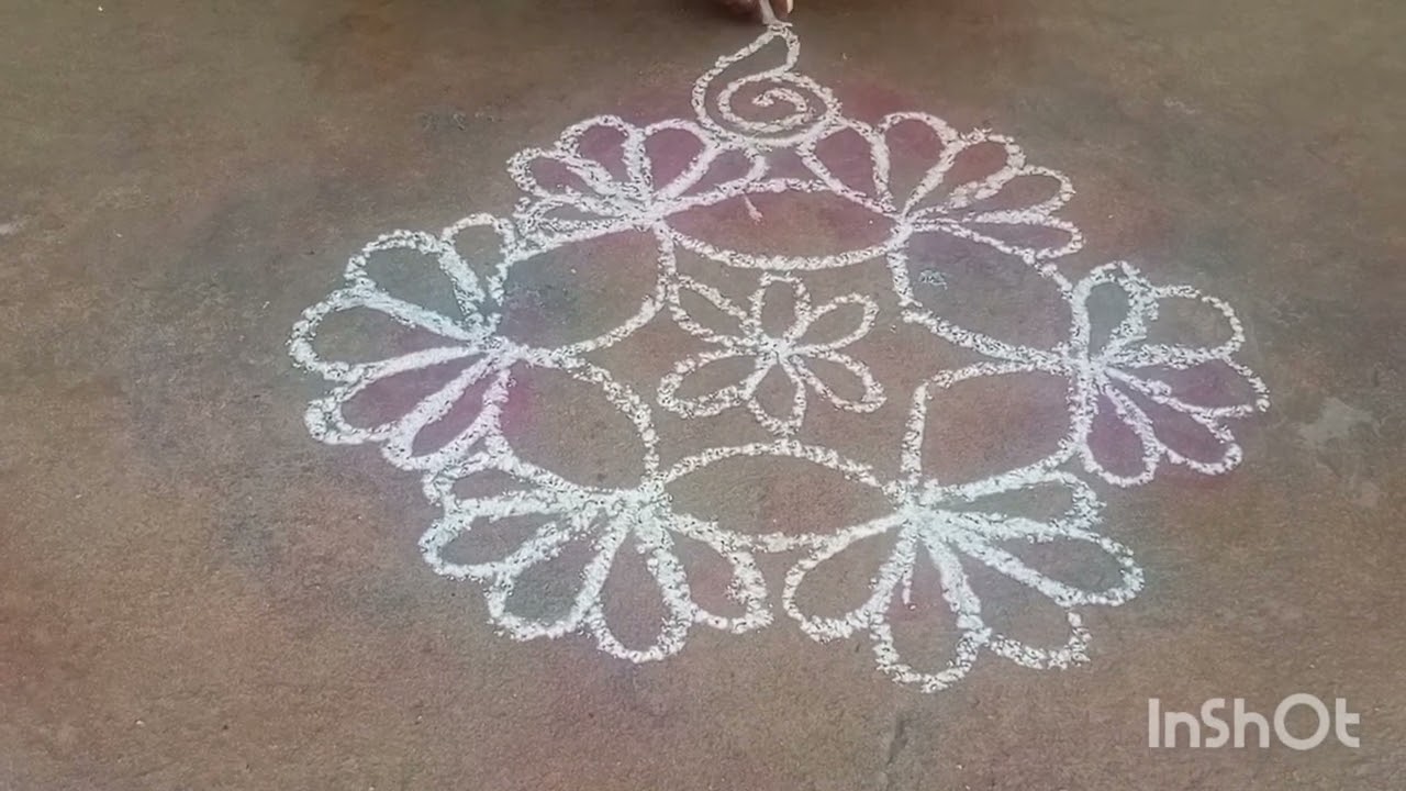 Are simple 5*3 rangoli beautiful muggulu🌱🌿🌸🌸🌼...