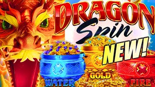 NEW!!! 🐲 FIVE 5 WHEEL SPINS!! DRAGON SPIN SAGA FIRE & WATER Slot Machine @PEPPERMILL CASINO (L&W)