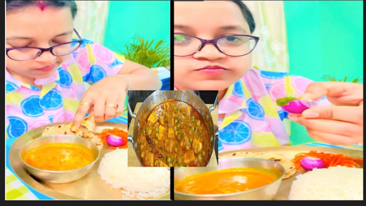 Bhut time k bad paneer khani ko mila😁😁😁/Matar paneer/Roti with 🍚 Rice 