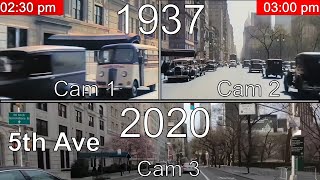 THEN vs. NOW_3 Cam 'Historic Drive'_1937 vs 2022 street views_5th Ave New York