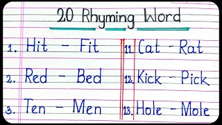 20 rhyming words in english for class 3 | 20 Rhyming Words in English | Rhyming words screenshot 2