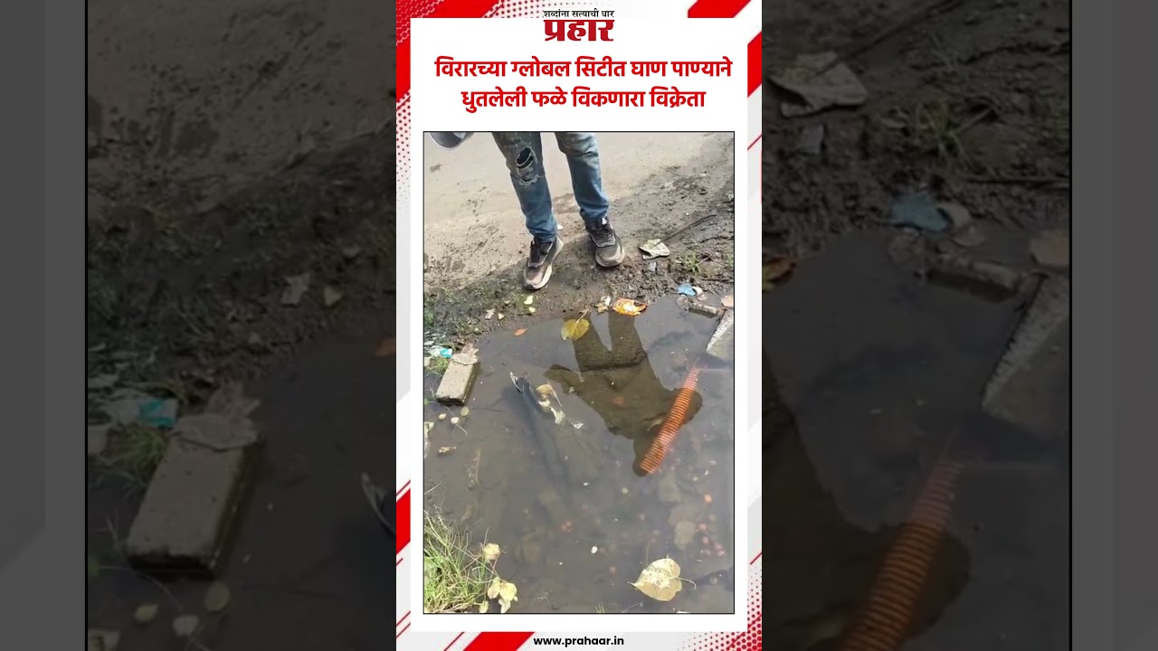 विरारच्या ग्लोबल सिटीत घाण पाण्याने धुतलेली फळे विकणारा विक्रेता