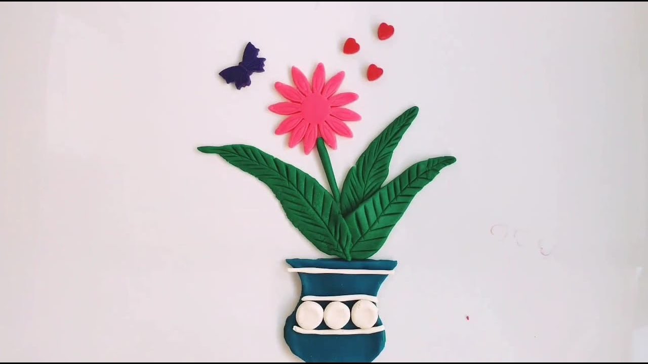 How to Make Clay Flower and Flower Pot Play Doh activity for kids