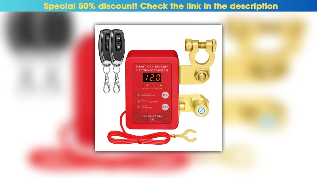 Top 240A Kill Switch 12V Remote Battery Disconnect Switch with Led Voltage Display Automatic Power•