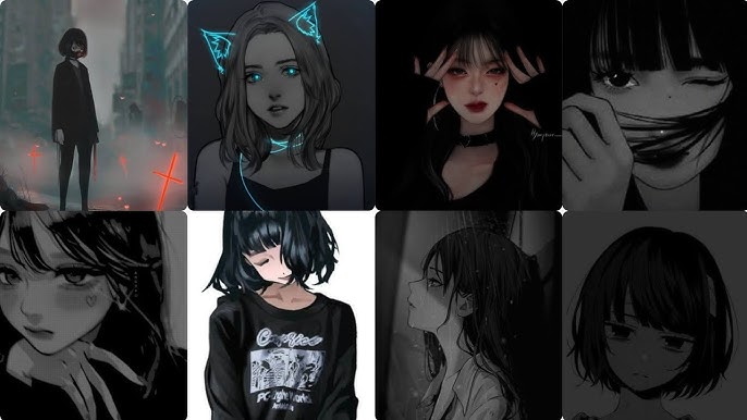 Anime Girl Black aesthetic, profile picture