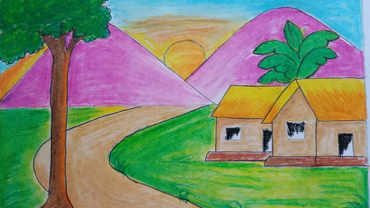 Scenary Simple scenary drawing ️ How to draw easy scenary ️ ️ #drawing #art #artist # ...