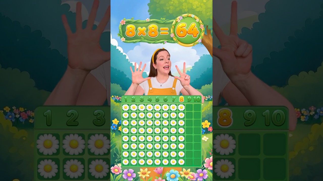 Таблица умножения на 8 на английском языке - простое умножение 