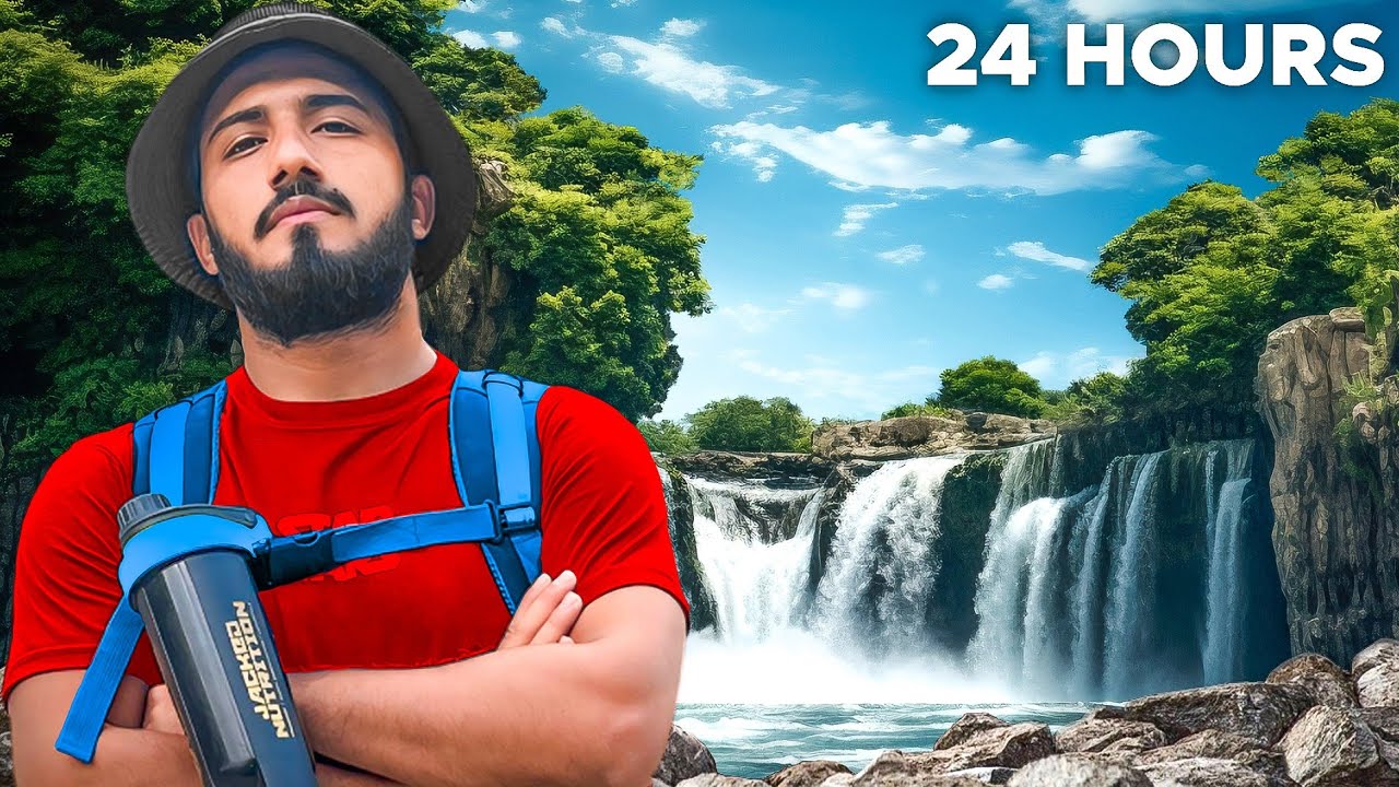 Surviving 24 Hours in the Middle of Waterfall !