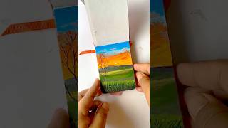 Mini Sunset Landscape Painting on Bookmark 🌅 #art #shorts #trending #youtubeshorts