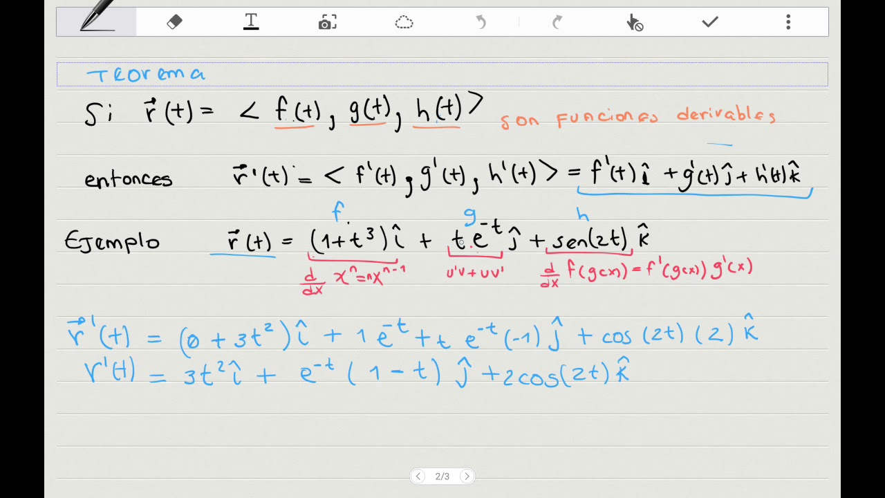 Derivada de funciones vectoriales YouTube