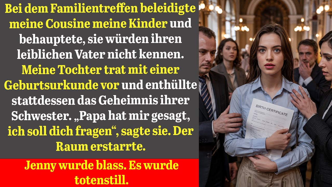 geheimnis enthüllt: tochter konfrontiert cousine mit geburtsurkunde beim familientreffen