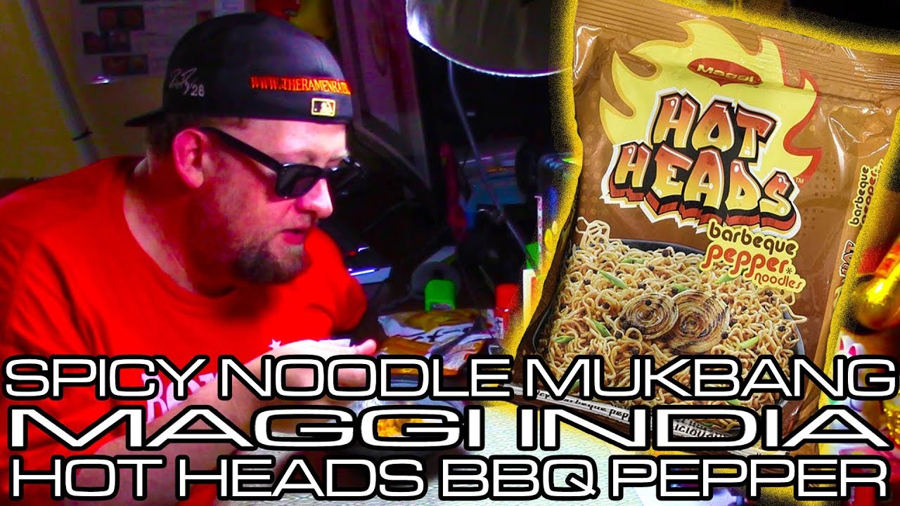 MAGGI INDIA HOTHEADS BARBEQUE PEPPER FIRE NOODLE CHALLENGE | MUKBANG