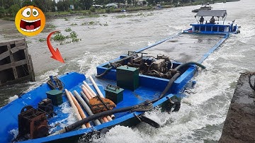 Ghe.sà lan vượt cống hấp dẫn kịch tính tại cống ngăn mặn Trà Vinh