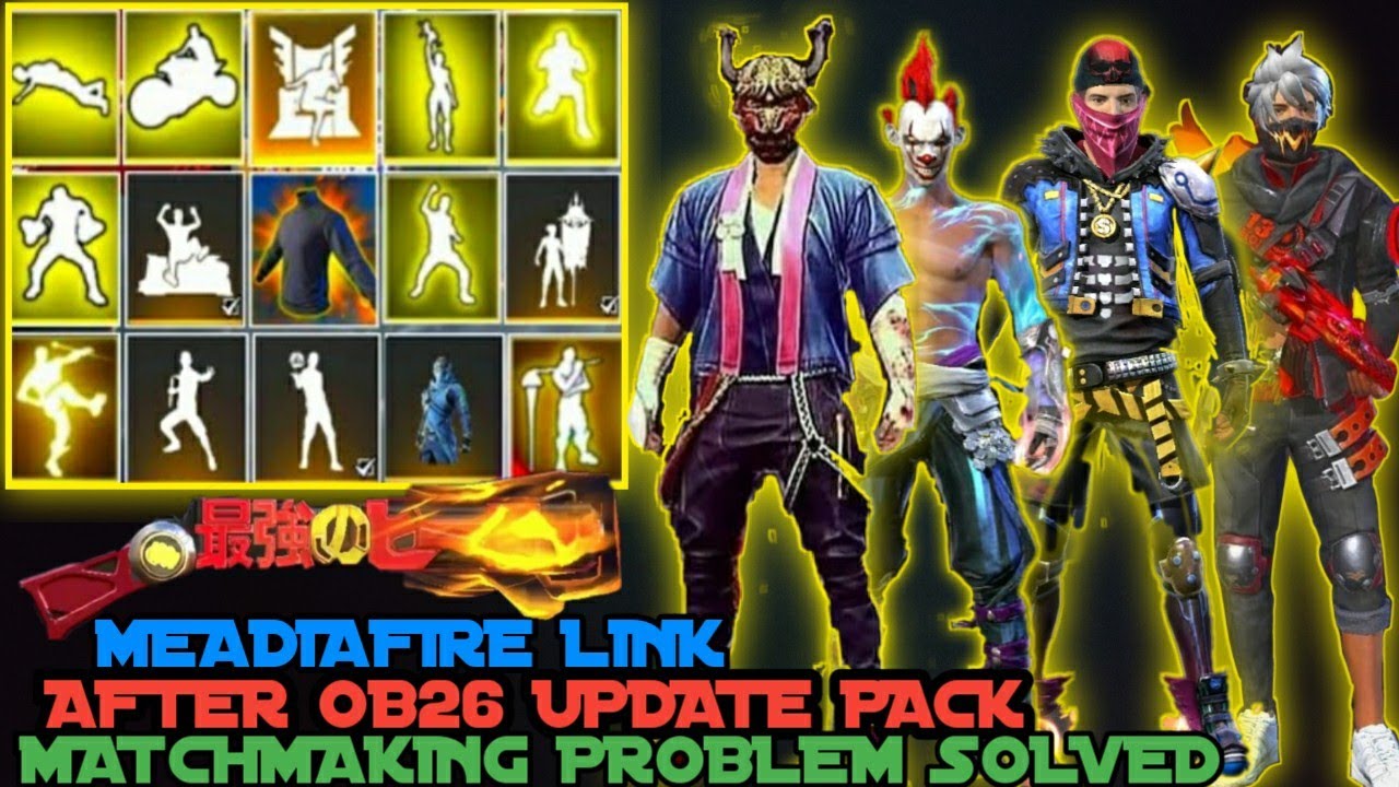 OB26 AFTER UPDATE PACK🔰BIGGEST PACK🔰V1.0🔰EMOTE GLITCH🔰FRRE FIRE NEW GLITCH🔰MATCHMAKING FIXED🔰SUPER🔰