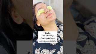 Cucumber on your eyes for just 10 mins results will shock you! #eyecare #skincareroutine #viral #yt