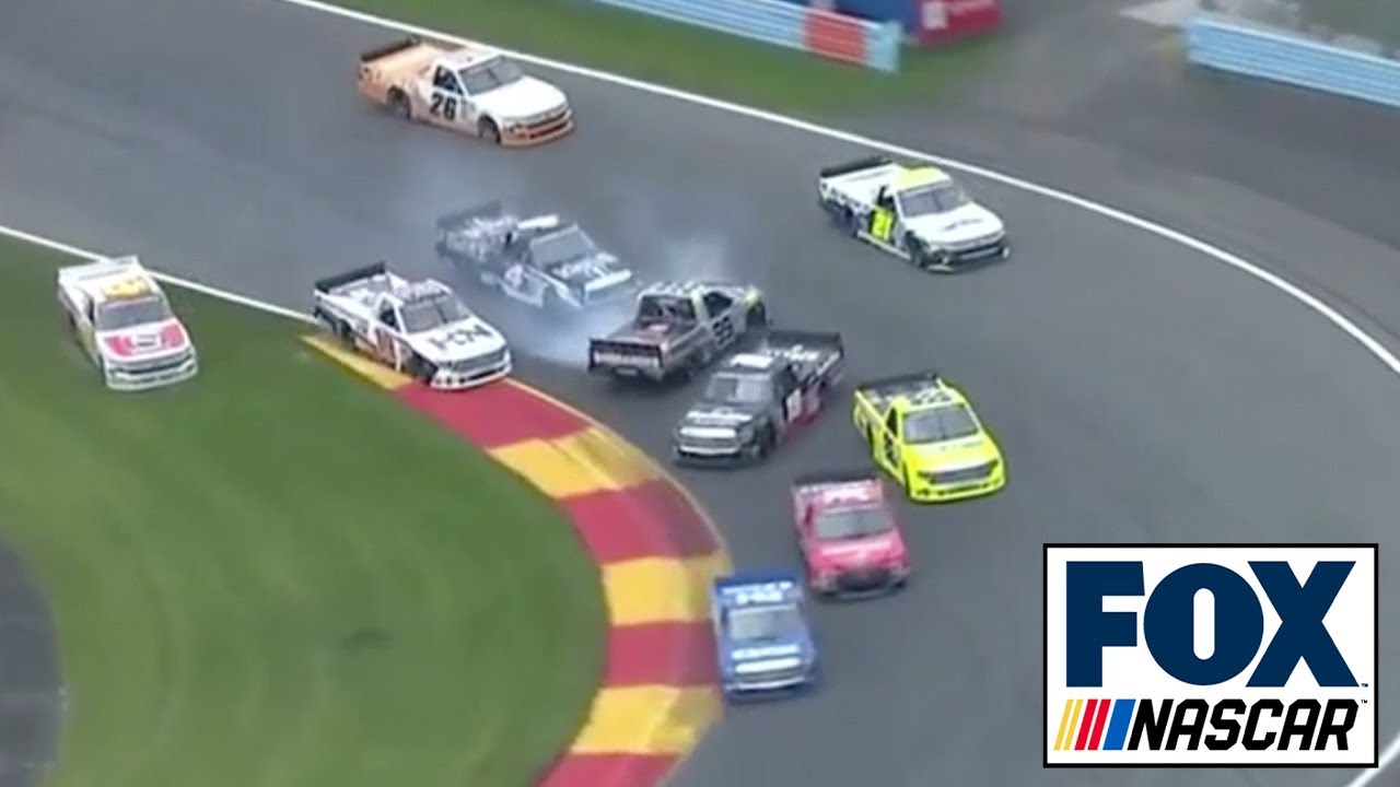Nemechek, Rhodes collide collecting several others at Watkins Glen | NASCAR ON FOX HIGHLIGHTS