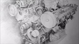 LAMBORGHINI Urraco V8 drawing time lapse | CAR ARTWORKS